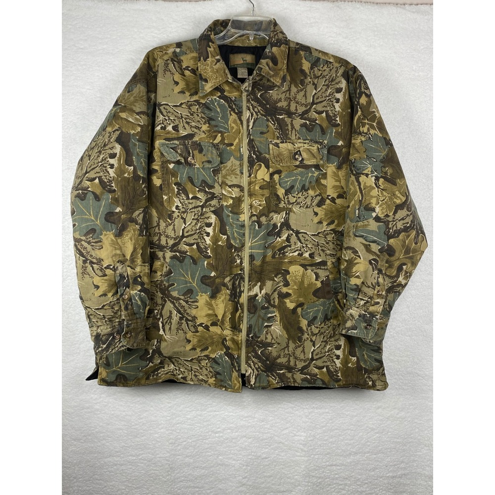 Ranger Merrill & Forbes Camo Leaf Print Quilted Field Jacket Mens 2XL Zip Front